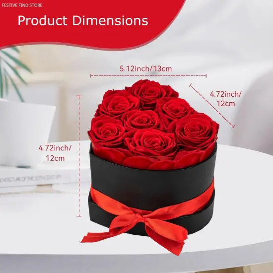 Preserved Flowers Heart Shape Box 7 Preserved Roses {3}
