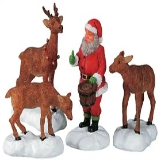 Lemax Santa Feeds Reindeer - Set Of 4 {2}