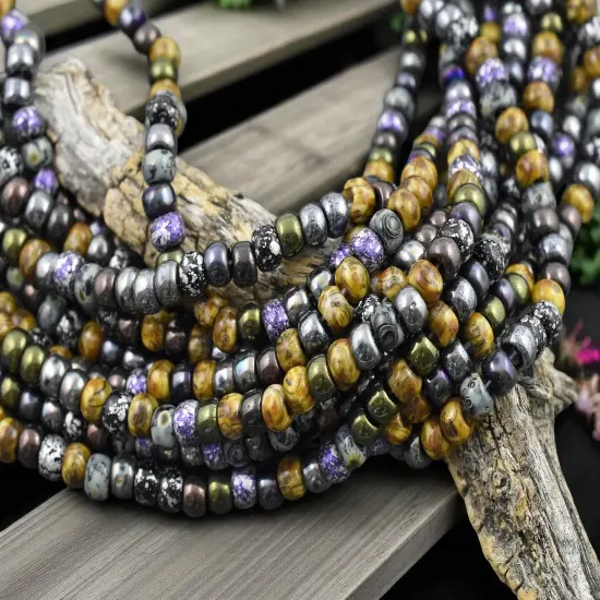 2/0 Aged Void Picasso Mix Seed Beads (21" Strand) {2}