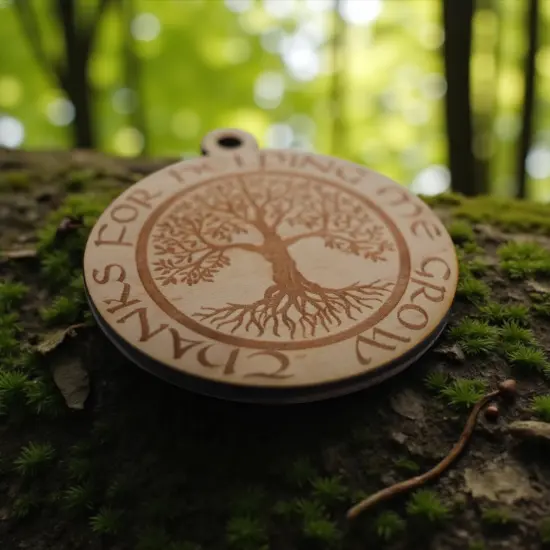 Ornament - Thanks for Helping Me Grow - Raw Wood 3x3in {2}