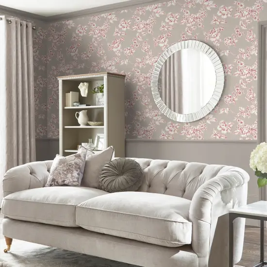 Laura Ashley Pollington Roses Dark Dove Grey Wallpaper {1}