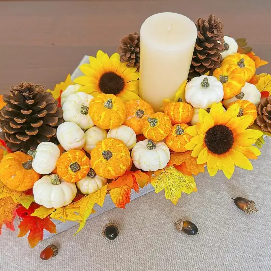 32 Pcs Assorted Mini Pumpkins Tabletop {3}