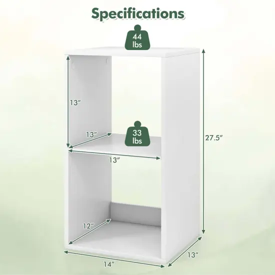 Costway 2/3-Cube Bookcase Open Back Bookshelf with Anti-tip Kit Modern Style Organizer {3}