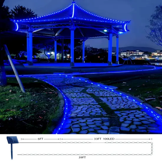 Brightown Solar Christmas Lights Outdoor Waterproof, 2 Pack Total 78FT 200 LED Solar Rope Lights with 8 Modes, Christmas Outdoor Decoration, Solar String Lights for Outside House Tree Halloween, Blue {3}