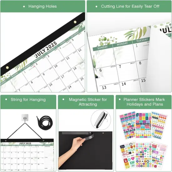 2025-2026 Magnetic Desk Calendar Planner - 17" X 12" - Plant {4}