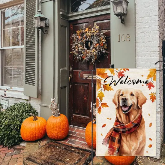 Golden Retriever Fall Dog Garden Flag(Dog 12.5x18) {5}