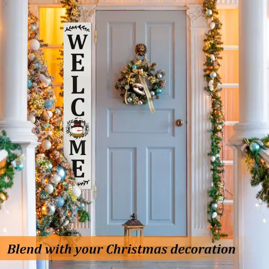 Welcome Sign for Front Porch Standing 47''x8'' Large Hanging Wooden(White Backing) {2}