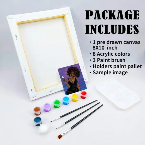 Pre Drawn Canvas Painting Kit - 8x10 (Pallet Chic Girl) {5}