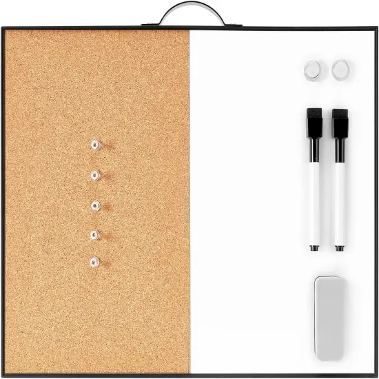 Small Whiteboard Cork Board - 12" X 16(Black- Half Cork & Half Whiteboard) {5}