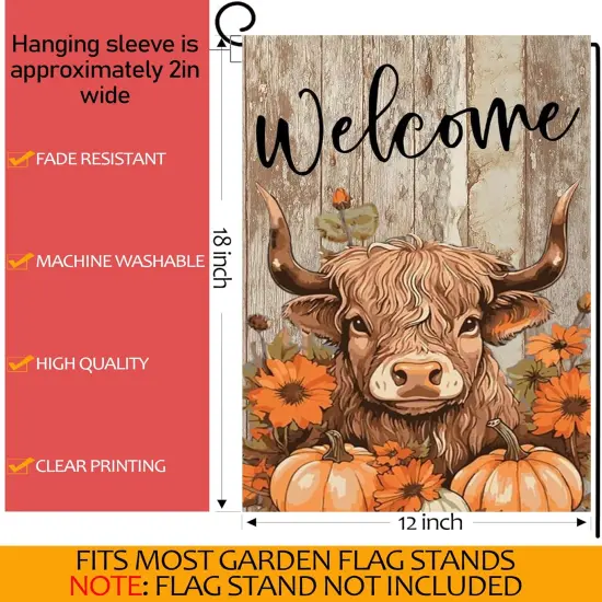 Fall Highland Cow Garden Flags 12x18inch(Fall Cow) {3}