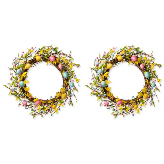 Set of 2 22"D Easter Decor Egg Wreaths Yellow *2 {1}