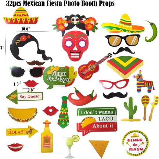 32 pcs Fiesta Mexican Photo Booth Props {3}