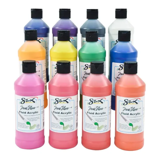 Sax Fluid Acrylic Paint, 1 Pint Bottles, Assorted Colors, Set of 12 {1}