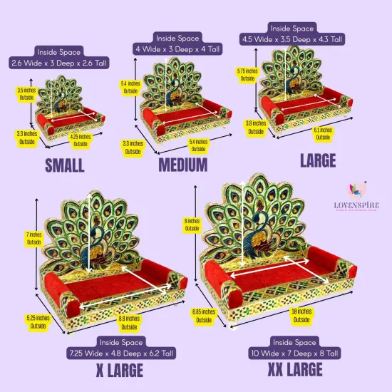 Wooden Laddu Gopal Sinhasan for Pooja Mandir Kanha Ji Singhasan Krishna Aasan for All God Janamashtami Favor Meenakari Peacock Design Singhasan Housewarming Gift {4}
