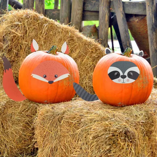 Woodland Friends Pumpkin Decorating Kit 8pc Reusable Metal Accessories {2}