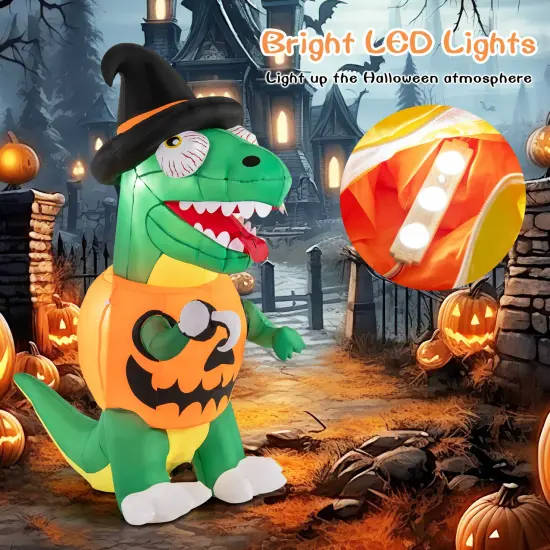 Blow up Inflatable Pumpkin Dinosaur Yard Decoration with Built-in LED Lights {5}
