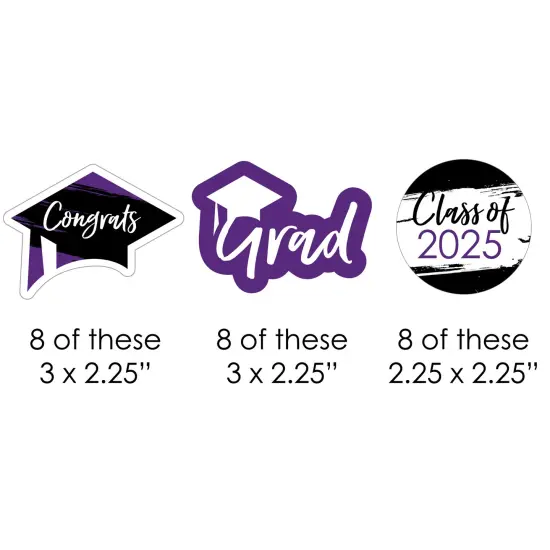 Big Dot of Happiness Purple 2025 Graduation Party - DIY Shaped Cut-Outs - 24 Count {3}