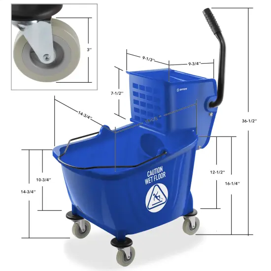 Dryser Commercial Side Press Wringer Combo Mop Bucket, 33 Quart {5}