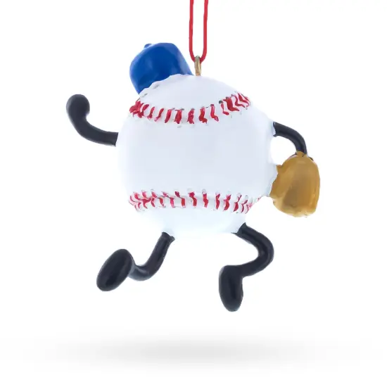 Smiling Baseball Character with Cap Resin Christmas Ornament {4}