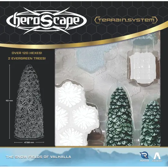 Renegade Games: Heroscape: The Snow Fields of Valhalla Terrain Expansion - 36 Hex-Tiles, 2 Tree Miniatures, Build Snow-Ice- Forrest Environments {5}