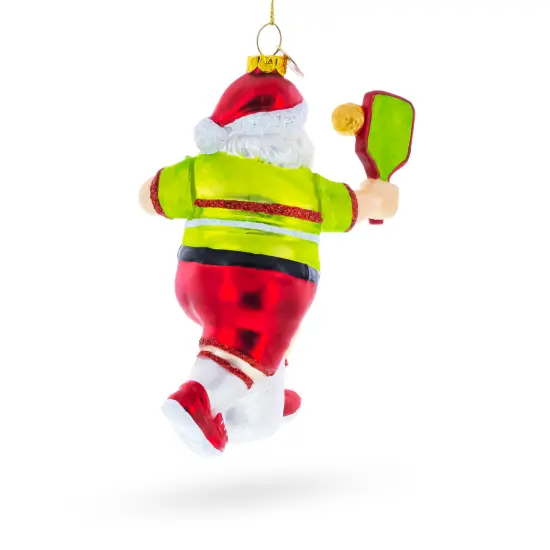 Pickleball Santa Glass Christmas Ornament {4}