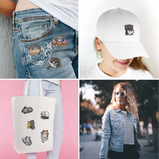 18Pcs Cute Cat Patches for Clothing, Iron on/Sew on Cat Applique, Iron Patches for Dresses Jeans Hats Shoes Shirts Jackets Backpacks {3}