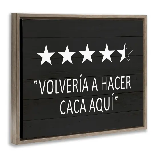 Stupell Industries Ba&ntilde;o Cinco Estrellas Framed Floater Canvas Wall Art Brown Floater Frame {3}