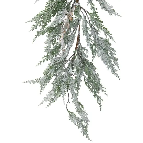 Northlight Real Touch&trade; Flocked Cedar Pine Artificial Christmas Garland - 10' - Unlit Green {4}
