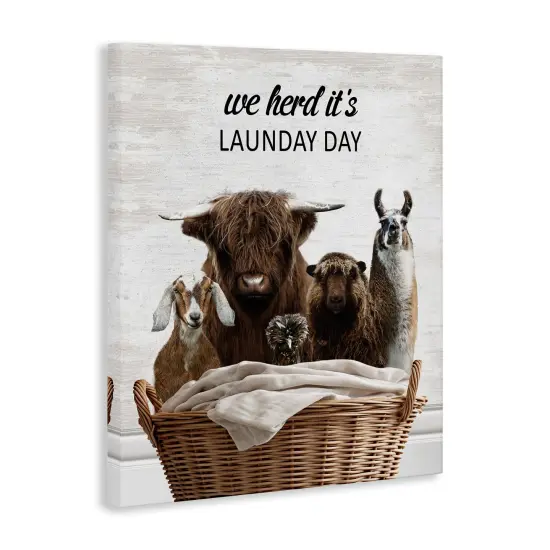 Stupell Industries Herd It's Laundry Day Animals Canvas Design by Lettered and Lined {3}