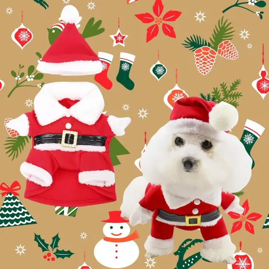 Pet Christmas Santa Outfit-(X-Small) {2}