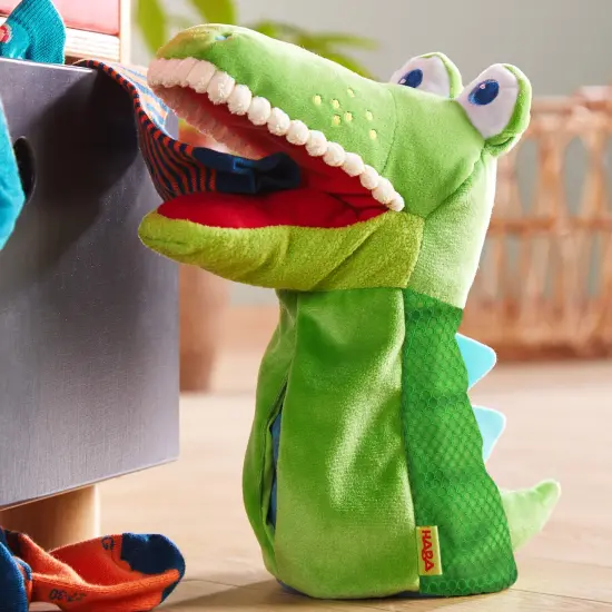 HABA Hand Puppet - Eat it Up Croco Interactive Puppet Show Toy with Belly Bag for Storytelling, Speech Therapy Toys and Pretend Play for 18 mo+ Multicolor {5}