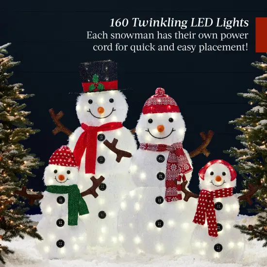 Best Choice Products 2D Lighted Snowman Family Set Outdoor Yard Décor w/ LED Lights {3}