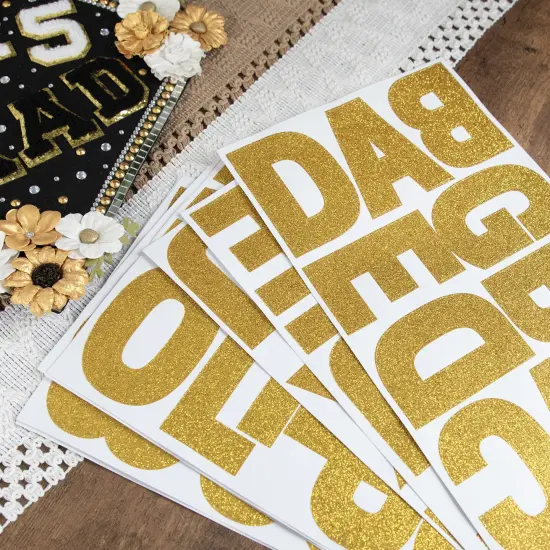 Craft Perfect Glitter Alphabet Sticker Sheet 2IN-Gold {5}