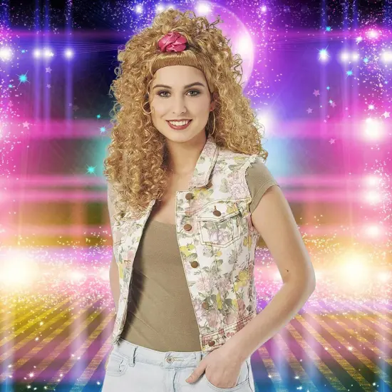 80's Scrunchie Sweetie Adult Costume Wig | Blonde {3}