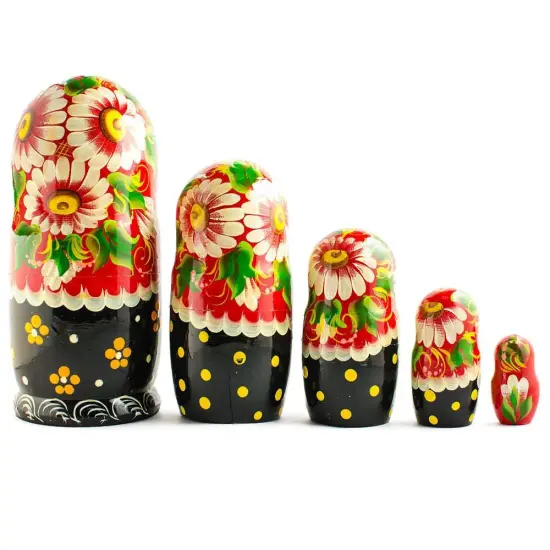Set of 5 Summer in the Village Wooden Nesting Dolls 6.5 Inches {3}
