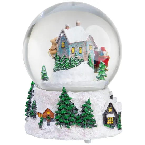 Northlight Musical and Animated Santa and Reindeer Rotating Christmas Water Globe - 6.75" White {6}