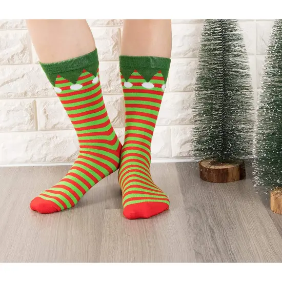 2 Pairs Christmas Socks for Men and Women, Fun Gift Set, Xmas Holiday Party Novelty Gifts, Unisex, One Size (Cute Elf) Multicolor {2}