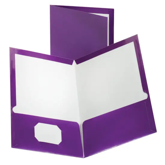 Oxford Laminated 2-Pocket Portfolio, 8-1/2 x 11 Inches, Metallic Purple, Pack of 25 {1}