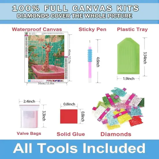 Giraffe Diamond Art Kits for Adults,DIY 5D Giraffe in The Bathtub Diamond Painting for Beginners,Round Full Drill Diamond Dots Paintings Picture Gem Art Craft for Home Wall Art Decor Gifts 12x16inch {4}