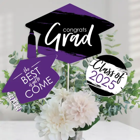 Big Dot of Happiness Purple 2025 Graduation Party Centerpiece Sticks - Table Toppers - Set of 15 {1}