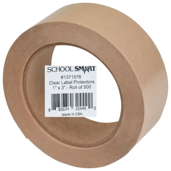 School Smart Vinyl Label Protectors, Round Corner Rectangle, 1 x 3 Inches, Clear, Pack of 500 {3}