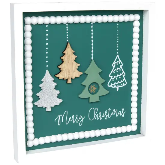 Northlight Merry Christmas Trees Framed Wall Art- 9.5" x 9.5" White {4}