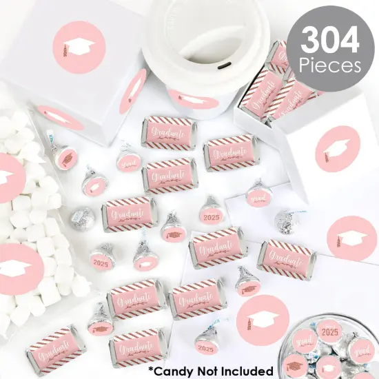 Big Dot of Happiness Rose Gold Grad - 2025 Graduation Party Candy Favor Sticker Kit - 304 Pieces {3}