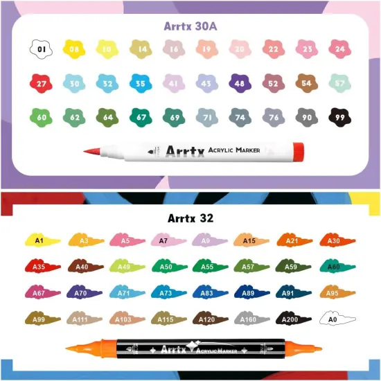 Acrylic Paint Pens 62PCS, Brush Tip and Fine Tip (Dual Tip), Paint Markers for Rock Painting, Water Based Acrylic Painting Supplies for Fabric Painting, Ceramic, Fabric, Canvas, Wood, Glass {2}