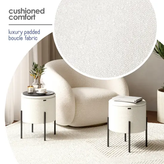 StorageBud Round Ottoman with Storage White {3}