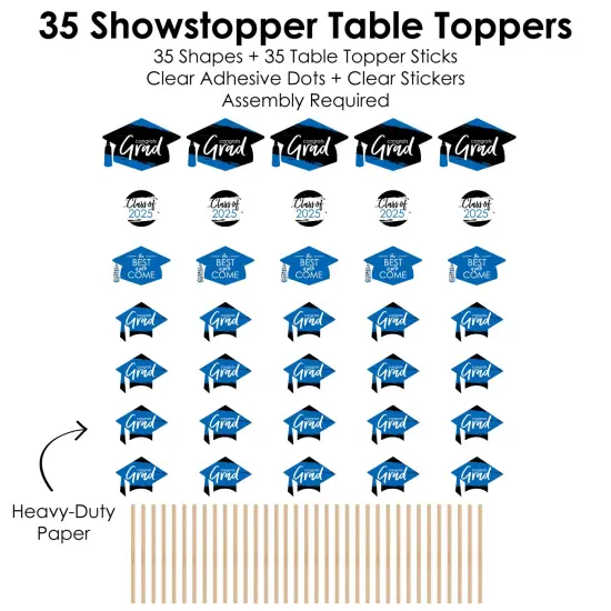 Big Dot of Happiness 2025 Blue Graduation Party Centerpiece Sticks - Showstopper Table Toppers - 35 Pieces {7}