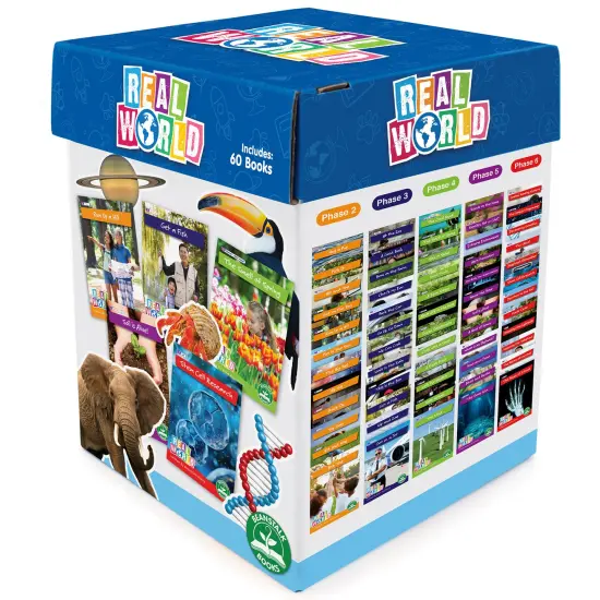 Junior Learning: Real World - Phases 2-6 Box Set - Non-Fiction Hi-Lo Decodables, 60 Books, Week-By-Week Rainbow Phonics, Kids Reading Development {3}