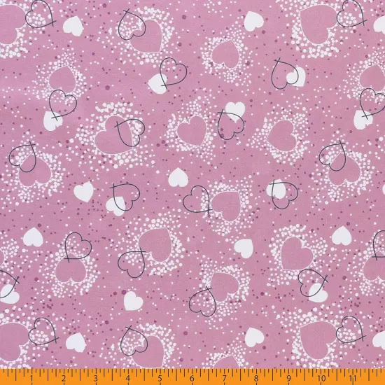 Mook Fabrics Hearts Adored Printed PUL Fabric [60 in. Wide] - By The Yard Plum {3}