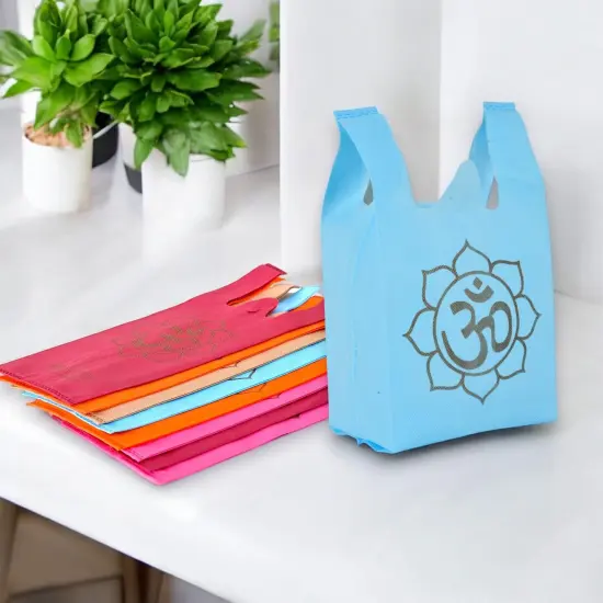 Om Print Return Non Woven Gifts Party Favor Bags Ecofriendly Reusable for Indian Wedding Housewarming Puja {3}