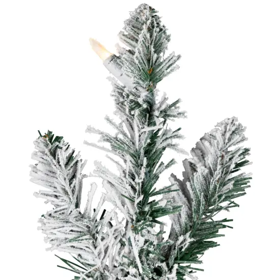 Northlight Pre-Lit Pencil Flocked Alpine Artificial Christmas Tree - 4' - Clear Lights Green {6}